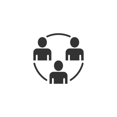 Düz bir şekilde iletişim ikonu. İnsanlar illüstrat vektörü