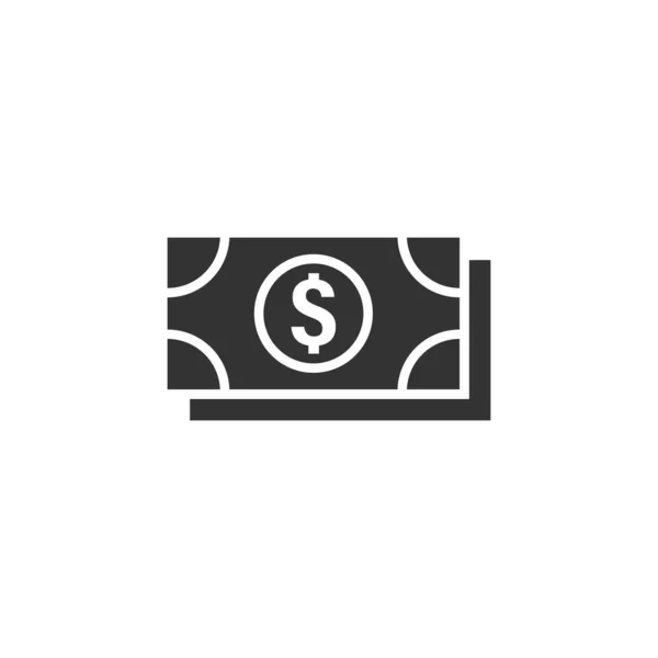 Dollar valuta bankbiljet pictogram in platte stijl. Kasvector in dollars — Stockvector