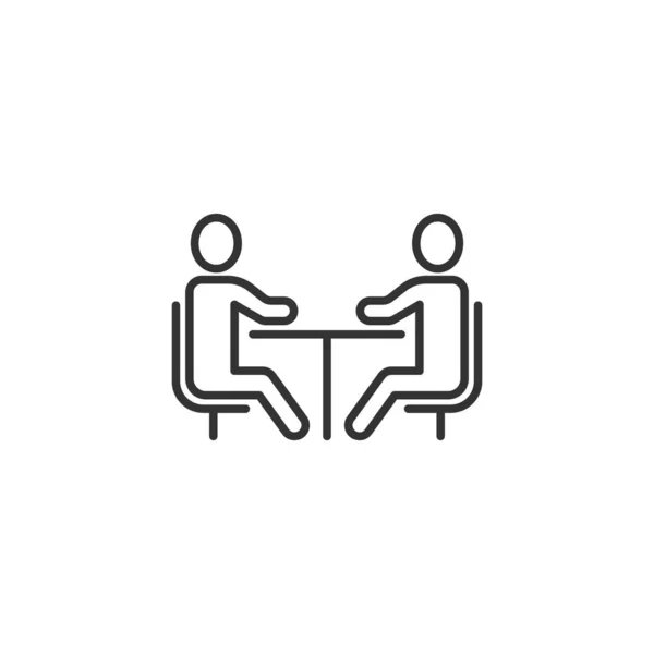 Personas con icono de mesa en estilo plano. Trabajo en equipo conferencia vector — Vector de stock