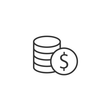 Bozuk para yığın simgesi düz stil. Dolar para vektör illüstrasyonu 