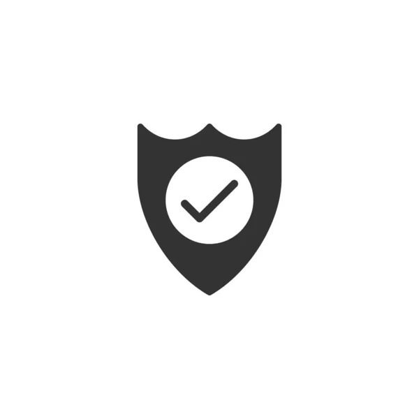 Shield with check mark icon in flat style. Protect vector illust — 스톡 벡터