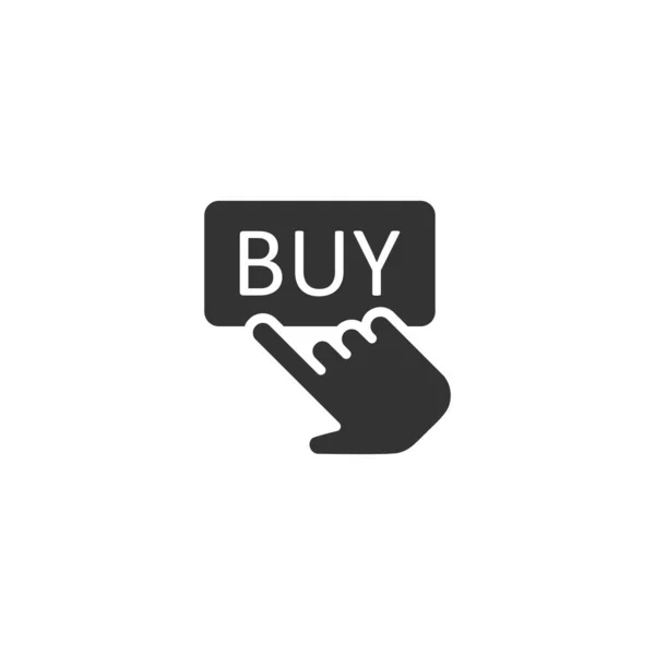 Acheter icône de magasin dans le style plat. Illustration vectorielle du curseur des doigts — Image vectorielle