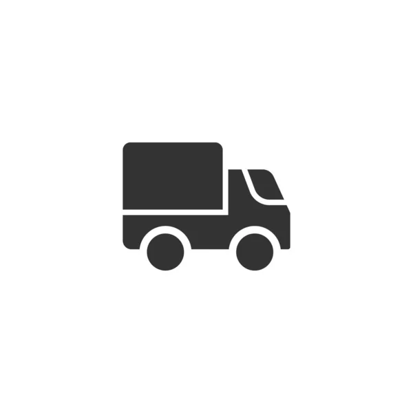 Levering truck pictogram in platte stijl. Van vector illustratie op wh — Stockvector