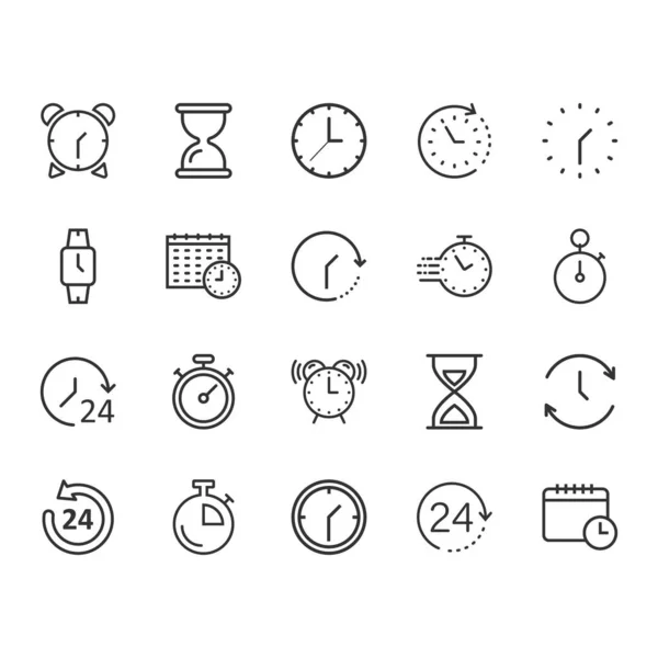 Zaman simgesi düz bir şekilde ayarlandı. Gündem saat vektör illüstrasyonu