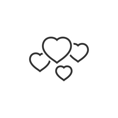 Düz bir kalp ikonu. Beyaz izolde aşk vektör illüstrasyonu