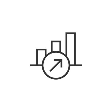 Düz stil pazar eğilimi simgesi. Büyüteç vec ile büyütme oku