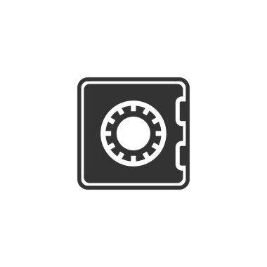 Güvenli para ikonu, düz stil. Strongbox vektör illüstrasyonu 