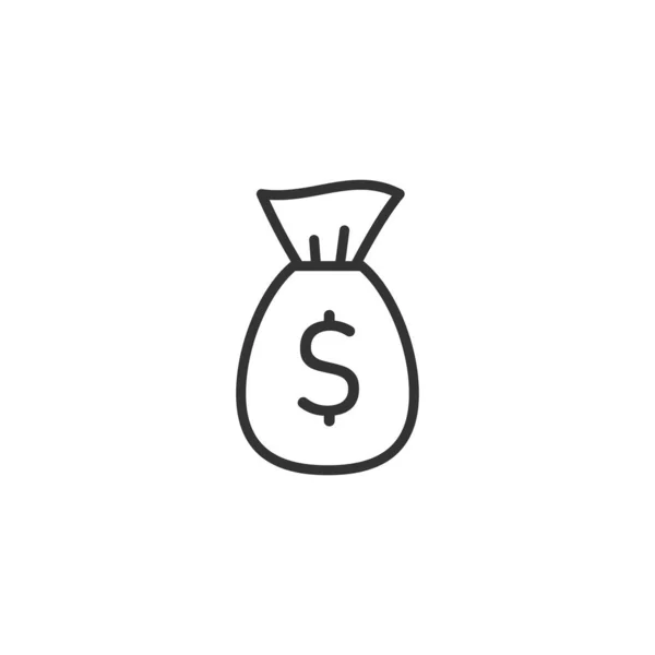 Icona della borsa dei soldi in stile piatto. Moneybag con illust vettore dollaro — Vettoriale Stock