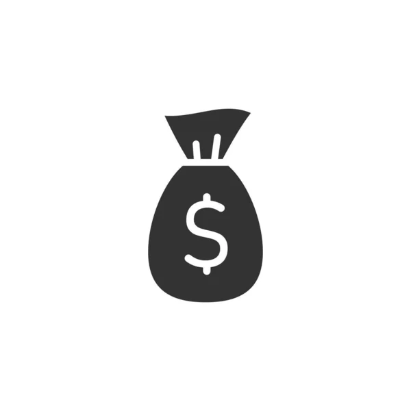 Geld zak pictogram in platte stijl. Geldzak met dollar vector ziekte — Stockvector