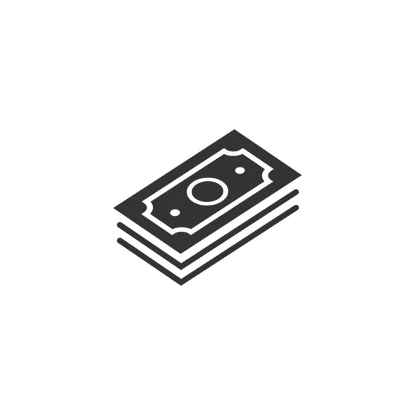 Ícone de pilha de dinheiro em estilo plano. Troca de caixa vector illustratio — Vetor de Stock