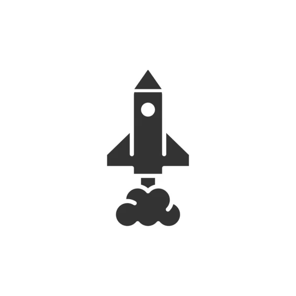 Rocket icon in flat style. Spaceship launch vector illustration — Stock Vector