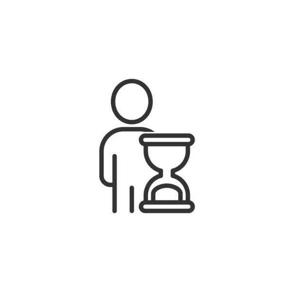 People and clock icon in flat style. User time vector illustrati — 스톡 벡터