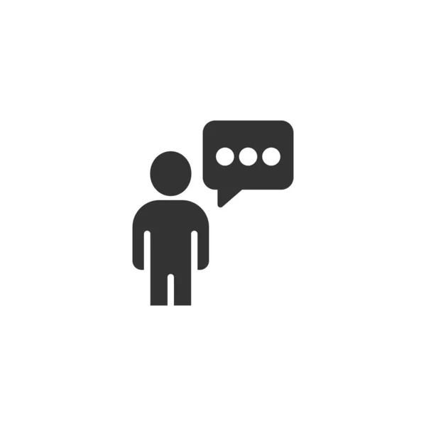 Pessoas com ícone de bolha de fala em estilo plano. Vetor de chat illust —  Vetores de Stock