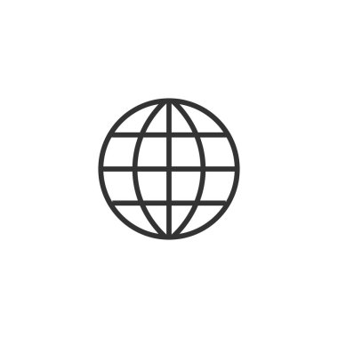 Dünya gezegeninin simgesi düz bir şekilde. Küresel coğrafi vektör çizimi