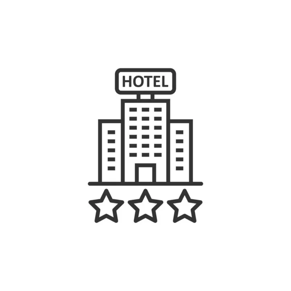 Hôtel 3 étoiles signe icône dans le style plat. Auberge bâtiment vecteur illus — Image vectorielle