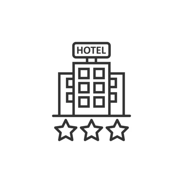 Hotel 3 estrellas signo icono en estilo plano. Inn edificio vector illus — Archivo Imágenes Vectoriales