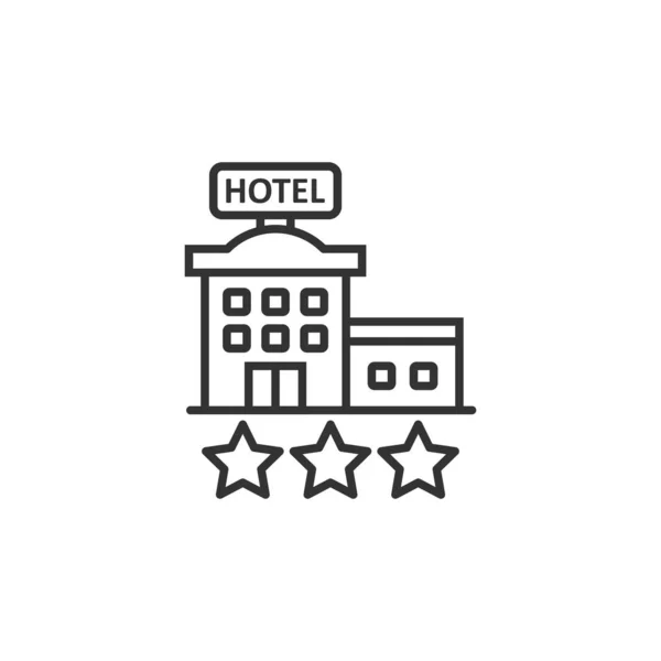 Hotel 3 estrelas sinal ícone em estilo plano. Inn edifício vetor illus — Vetor de Stock