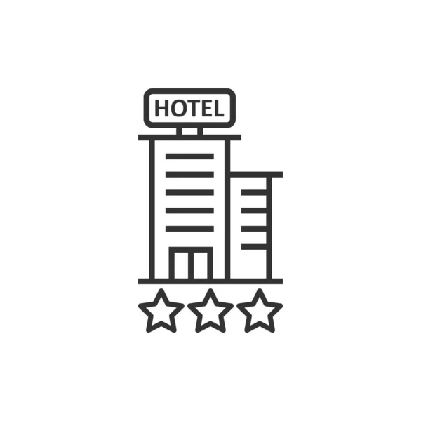 Hotel 3 stars sign icon in flat style. Inn building vector illus — Stock Vector