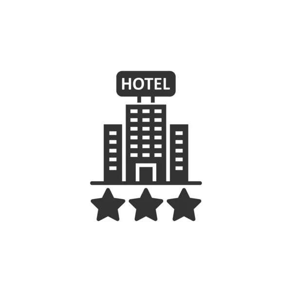 Hotel 3 estrelas sinal ícone em estilo plano. Inn edifício vetor illus — Vetor de Stock