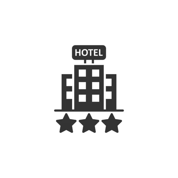 Hotel 3 sterren teken pictogram in vlakke stijl. Inn gebouw vector illus — Stockvector
