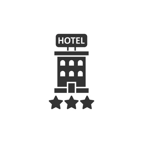 Hotel 3 estrelas sinal ícone em estilo plano. Inn edifício vetor illus — Vetor de Stock