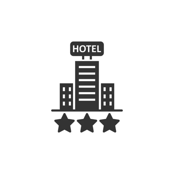 Hotel 3 hvězdy podepsat ikonu v plochém stylu. Inn budova vektor illus — Stockový vektor