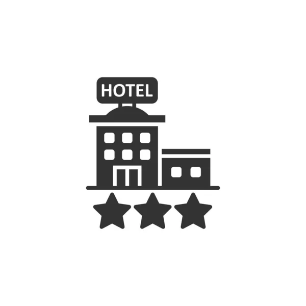 Hôtel 3 étoiles signe icône dans le style plat. Auberge bâtiment vecteur illus — Image vectorielle