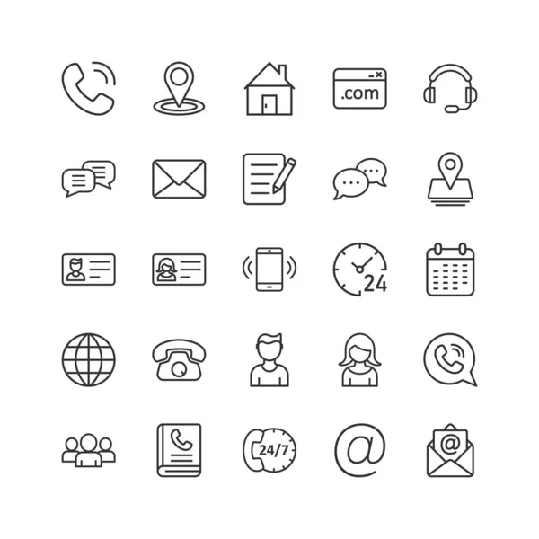 Contact icon set in flat style. Phone communication vector illus — ストックベクタ