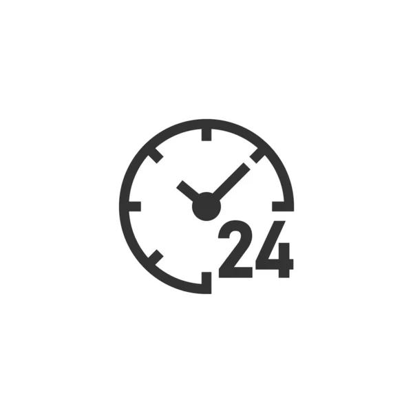 Relógio 24 / 7 ícone em estilo plano. Assista ilustração vetorial no whit —  Vetores de Stock