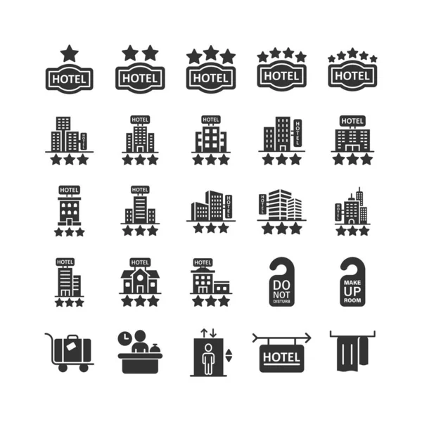 Hotel icon set in flat style. Booking vector illustration on whi — Stock Vector