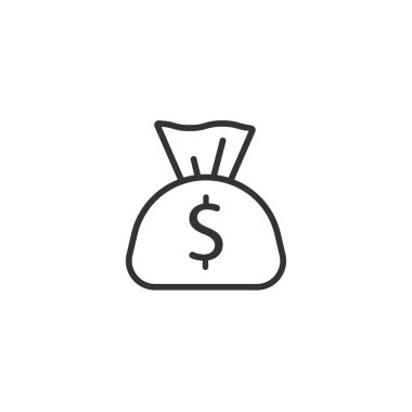 Para çantası ikonu düz stil. Dolar vektör hastalığına sahip para çantası.