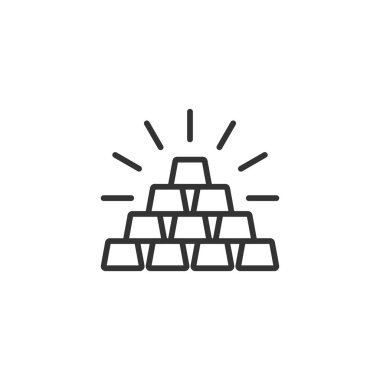 Altın yığını simgesi düz stil. Gümüş tuğla vektör illüstrasyonu 