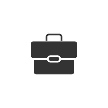 Düz bir evrak çantası simgesi. İş adamı çanta vektör çizimi