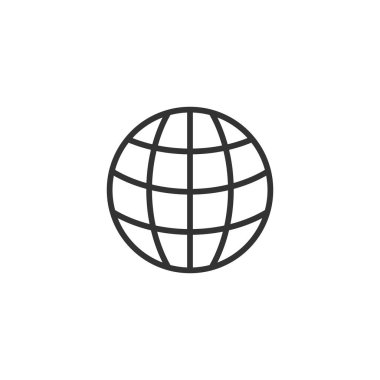 Dünya gezegeninin simgesi düz bir şekilde. Küresel coğrafi vektör çizimi