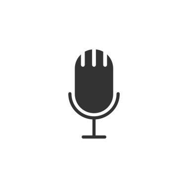 Düz stil mikrofon ikonu. Stüdyo mikrofon vektör çizimi o