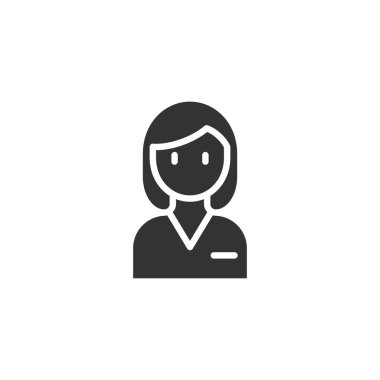 Düz stil bir kadın yüzü. İnsanlar illüstrasyon vektörü