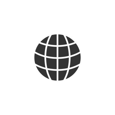 Dünya gezegeninin simgesi düz bir şekilde. Küresel coğrafi vektör çizimi