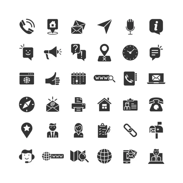 Contact us icon set in flat style. Mobile communication vector i — Stock Vector