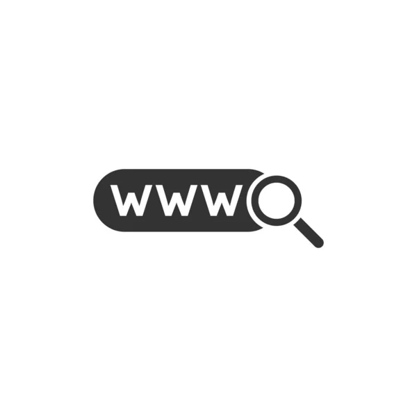 Icono de búsqueda global en estilo plano. Dirección del sitio web vector illustr — Archivo Imágenes Vectoriales