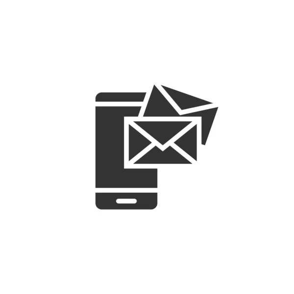 Nachricht auf Smartphone-Symbol in flachem Stil. Mail mit Telefon-Vektor — Stockvektor