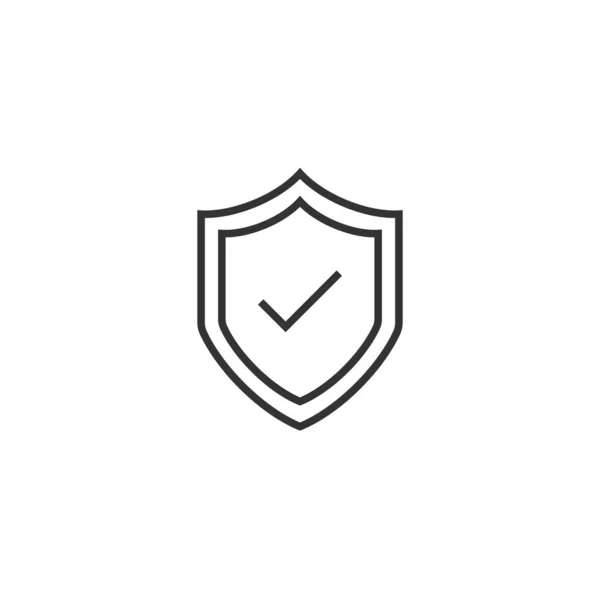 Escudo con icono de marca de verificación en estilo plano. Proteger la ilusión vectorial — Archivo Imágenes Vectoriales