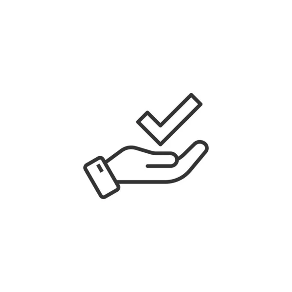 People hand with check mark icon in flat style. Accept vector il — 스톡 벡터