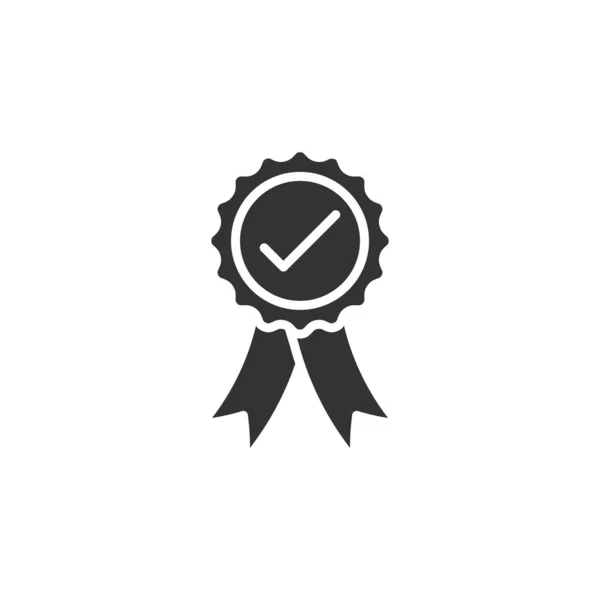 Winner with check mark icon in flat style. Rosette award vector — 스톡 벡터