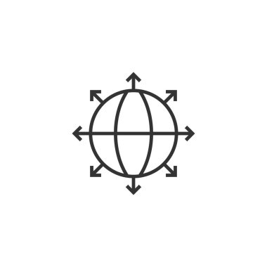 Dünya gezegeninin simgesi düz bir şekilde. Küresel coğrafi vektör çizimi