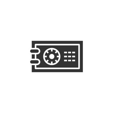 Güvenli para ikonu, düz stil. Strongbox vektör illüstrasyonu 