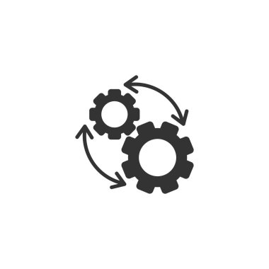 Düz bir çalışma akışı simgesi. Vites etkili vektör illüstrasyonu 