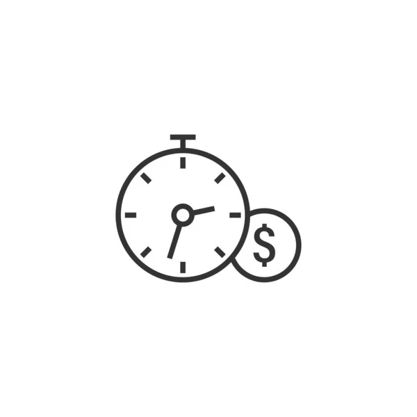 El tiempo es el icono del dinero en estilo plano. Reloj con illus vector dólar — Vector de stock