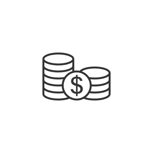 Munten stapel pictogram in platte stijl. Dollar munt vector illustratie — Stockvector