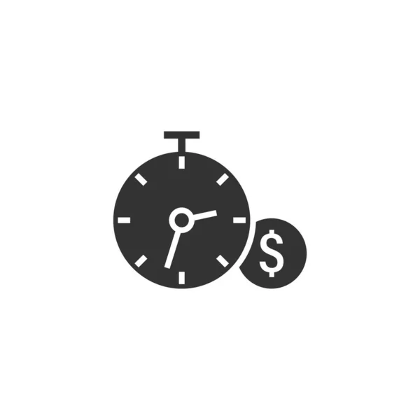 Le temps est l'icône de l'argent dans le style plat. Horloge avec vecteur dollar illus — Image vectorielle