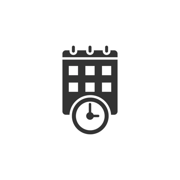 Calendario con icono de reloj en estilo plano. Agenda vector illustrati — Archivo Imágenes Vectoriales